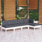 5 Piece Garden Lounge Set With Cushions Pinewood