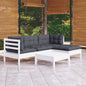 5 Piece Garden Lounge Set With Grey Cushions Pinewood