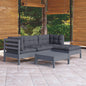 5 Piece Garden Lounge Set With Grey Cushions Pinewood