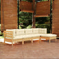 5 Piece Garden Lounge Set With Cushions Pinewood