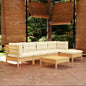6 Piece Garden Lounge Set With Grey Cushions Pinewood