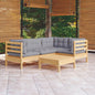 5 Piece Garden Lounge Set With Grey Cushions Pinewood