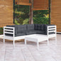 5 Piece Garden Lounge Set With Grey Cushions Pinewood