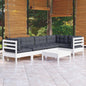 6 Piece Garden Lounge Set With Grey Cushions Pinewood