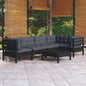 6 Piece Garden Lounge Set With Grey Cushions Pinewood