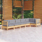 6 Piece Garden Lounge Set With Grey Cushions Pinewood