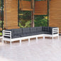 6 Piece Garden Lounge Set With Grey Cushions Pinewood