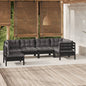 6 Piece Garden Lounge Set With Grey Cushions Pinewood
