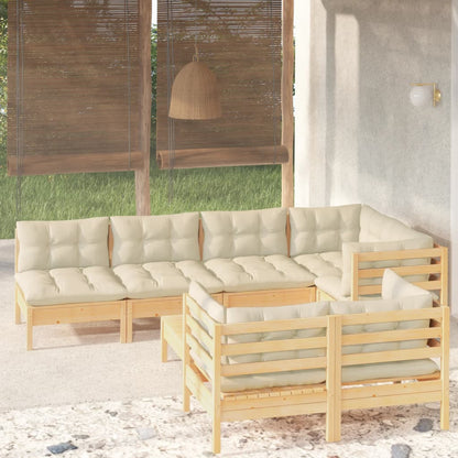 8 Piece Garden Lounge Set With Grey Cushions Solid Pinewood