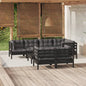8 Piece Garden Lounge Set With Grey Cushions Solid Pinewood