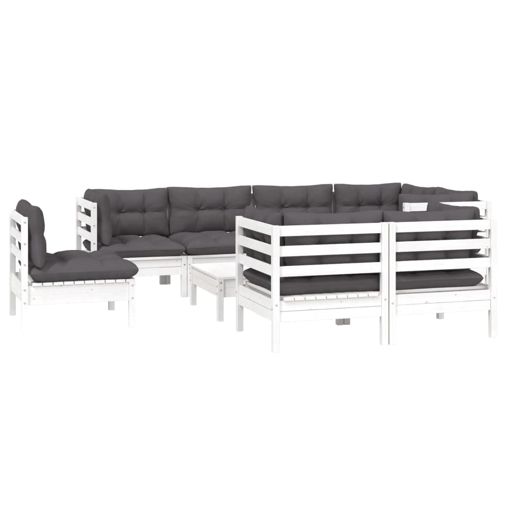 9 Piece Garden Lounge Set With Cushions Solid Pinewood