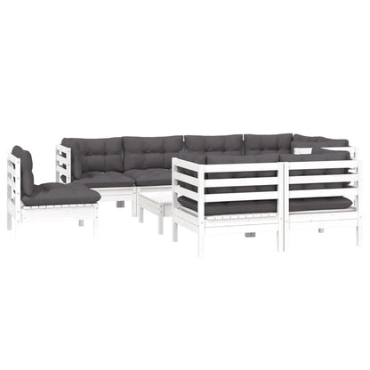 9 Piece Garden Lounge Set With Cushions Solid Pinewood
