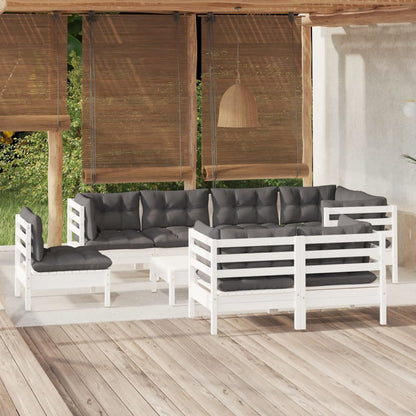 9 Piece Garden Lounge Set With Cushions Solid Pinewood