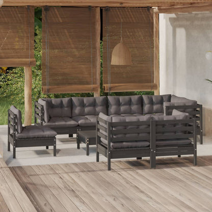 9 Piece Garden Lounge Set With Cushions Solid Pinewood