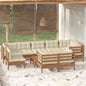 10 Piece Garden Lounge Set With Cushions Solid Pinewood