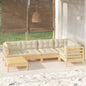 6 Piece Garden Lounge Set With Cream Cushions Solid Pinewood