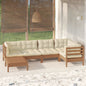 6 Piece Garden Lounge Set With Cream Cushions Solid Pinewood