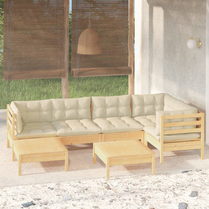 7 Piece Garden Lounge Set With Grey Cushions Solid Pinewood