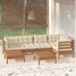 7 Piece Garden Lounge Set With Grey Cushions Solid Pinewood