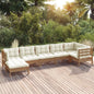 7 Piece Garden Lounge Set With Cream Cushions Solid Pinewood