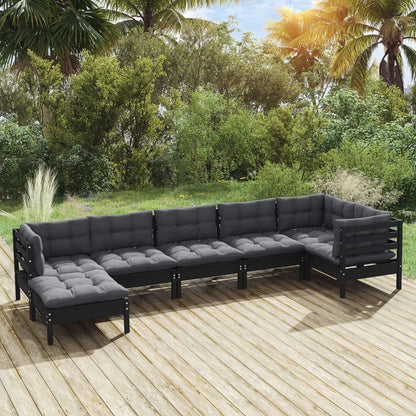 7 Piece Garden Lounge Set With Cream Cushions Solid Pinewood