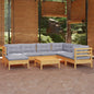 8 Piece Garden Lounge Set With Grey Cushions Solid Pinewood