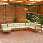 8 Piece Garden Lounge Set With Grey Cushions Solid Pinewood
