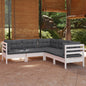 5 Piece Garden Lounge Set With Grey Cushions Solid Pinewood
