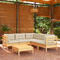 6 Piece Garden Lounge Set With Grey Cushions Solid Pinewood
