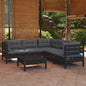 6 Piece Garden Lounge Set With Grey Cushions Solid Pinewood