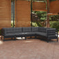 6 Piece Garden Lounge Set With Grey Cushions Solid Pinewood
