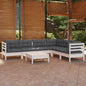 7 Piece Garden Lounge Set With Grey Cushions Solid Pinewood