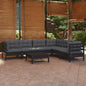 7 Piece Garden Lounge Set With Grey Cushions Solid Pinewood