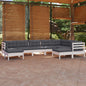9 Piece Garden Lounge Set With Grey Cushions Solid Pinewood