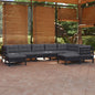 9 Piece Garden Lounge Set With Grey Cushions Solid Pinewood