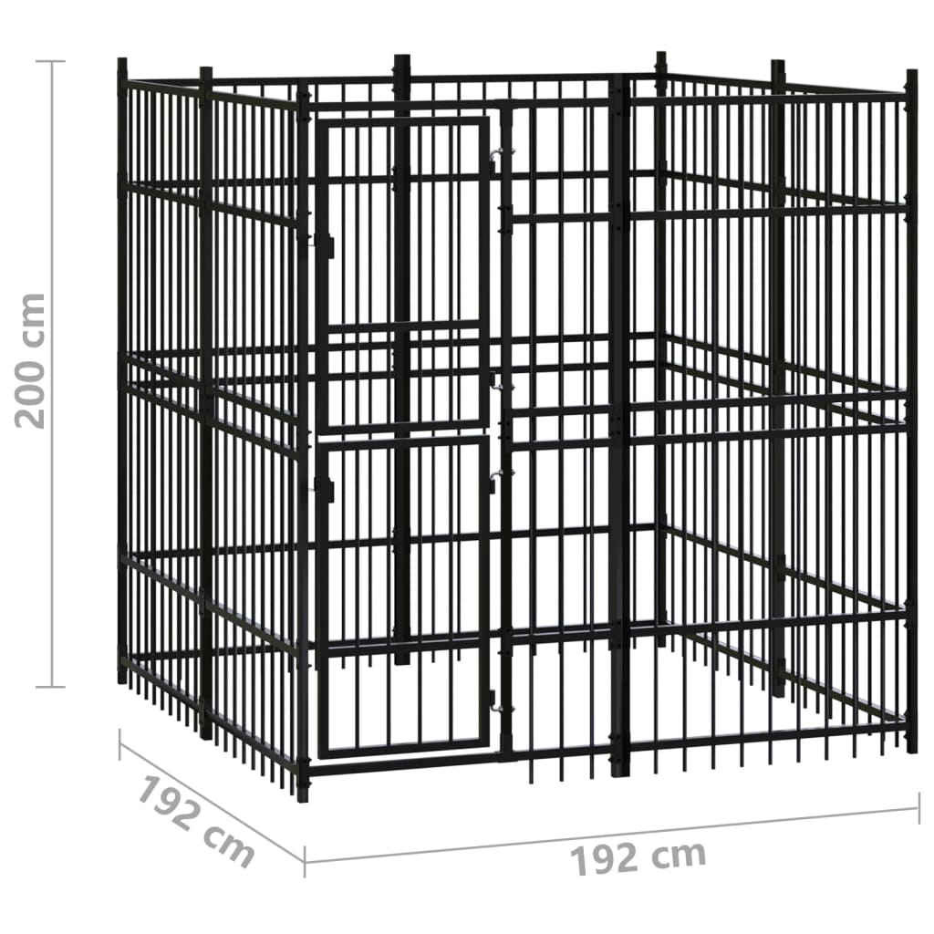 Outdoor Dog Kennel Steel 3.69 M²