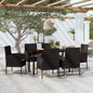 5 Piece Garden Dining Set With Cushions Black Poly Rattan