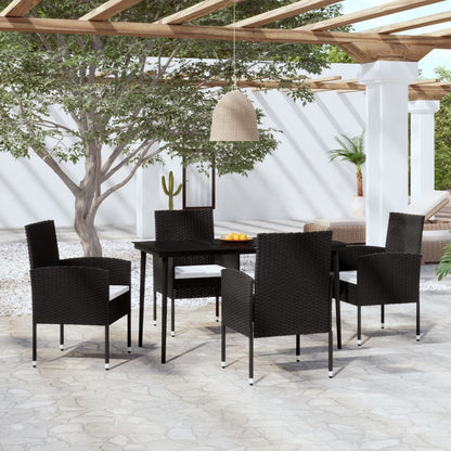 5 Piece Garden Dining Set With Cushions Poly Rattan