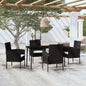 5 Piece Garden Dining Set With Cushions Poly Rattan