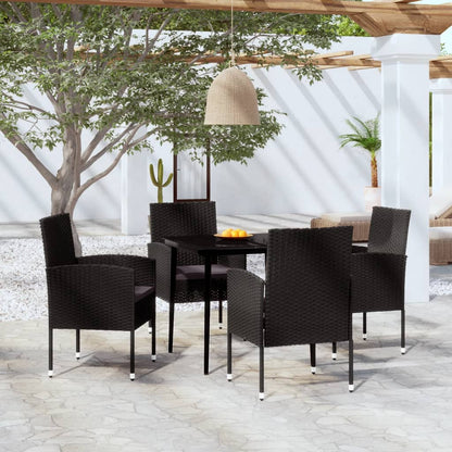 5 Piece Garden Dining Set With Cushions Poly Rattan