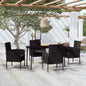 5 Piece Garden Dining Set With Cushions Poly Rattan