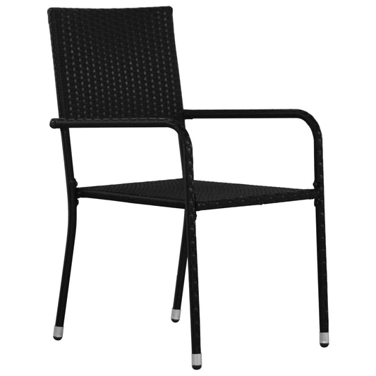 Garden Dining Chairs 2 Pcs Stackable Poly Rattan