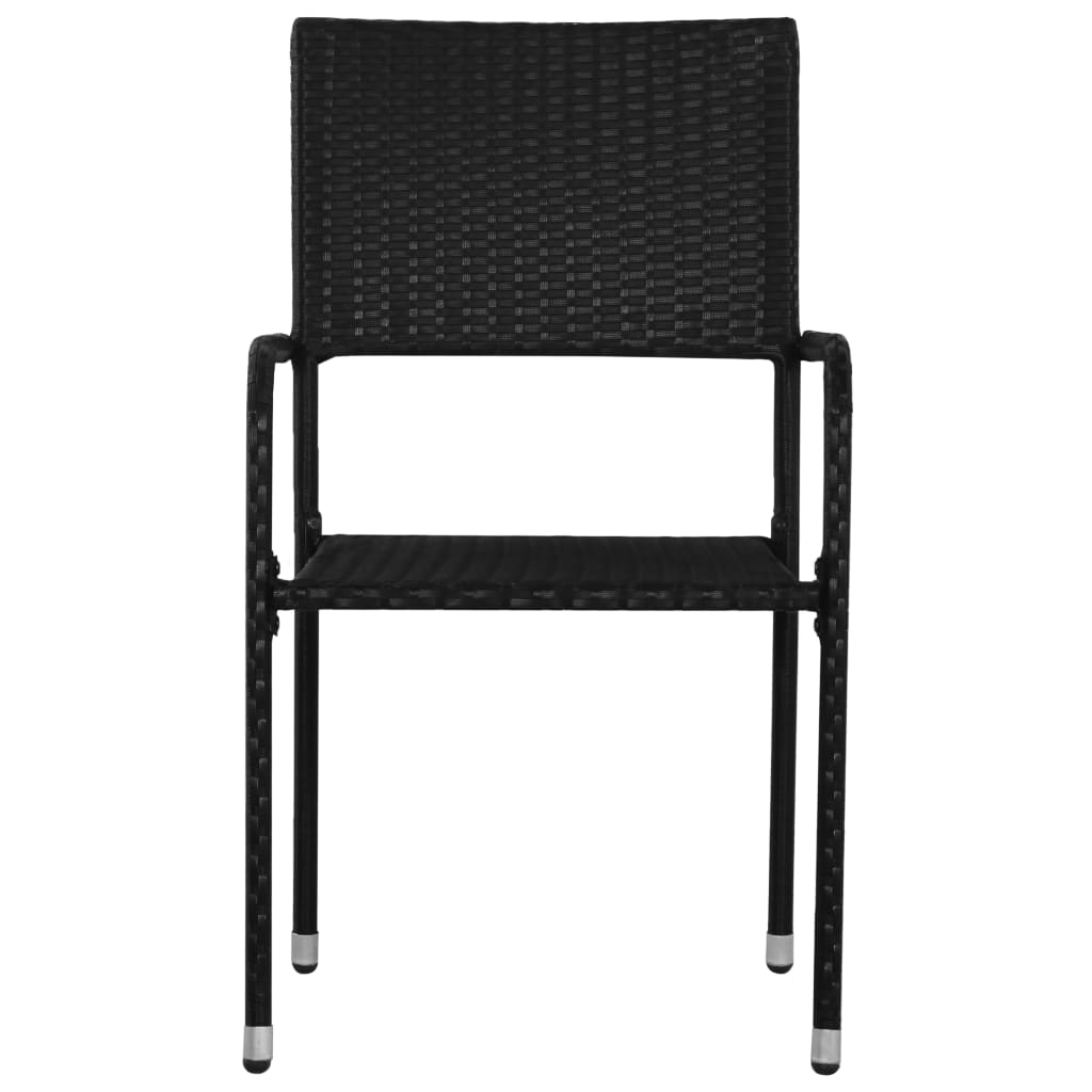 Garden Dining Chairs 2 Pcs Stackable Poly Rattan