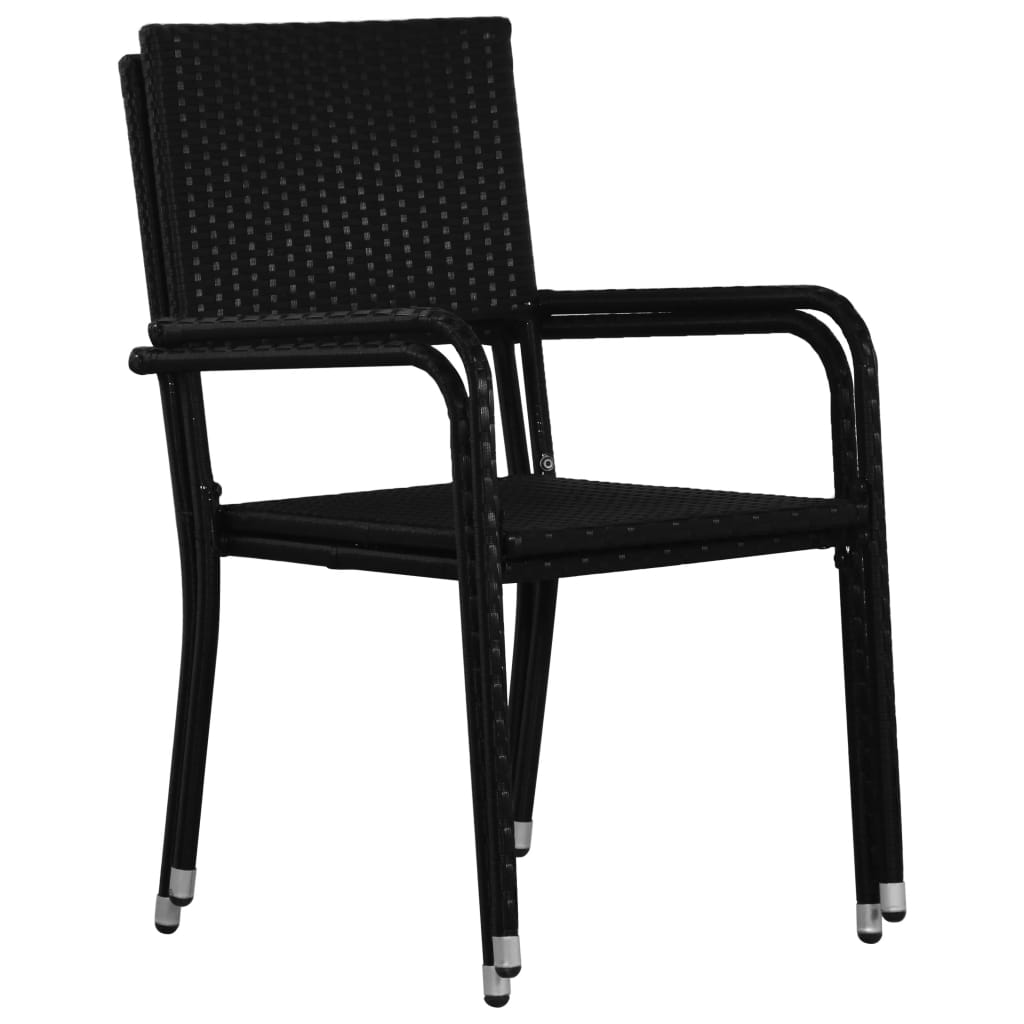 Garden Dining Chairs 2 Pcs Stackable Poly Rattan