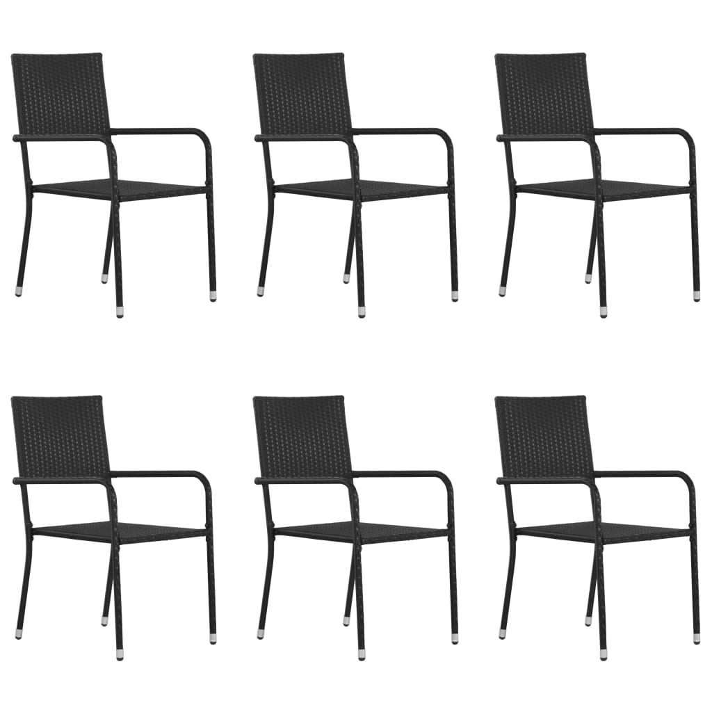 Garden Dining Chairs 2 Pcs Stackable Poly Rattan