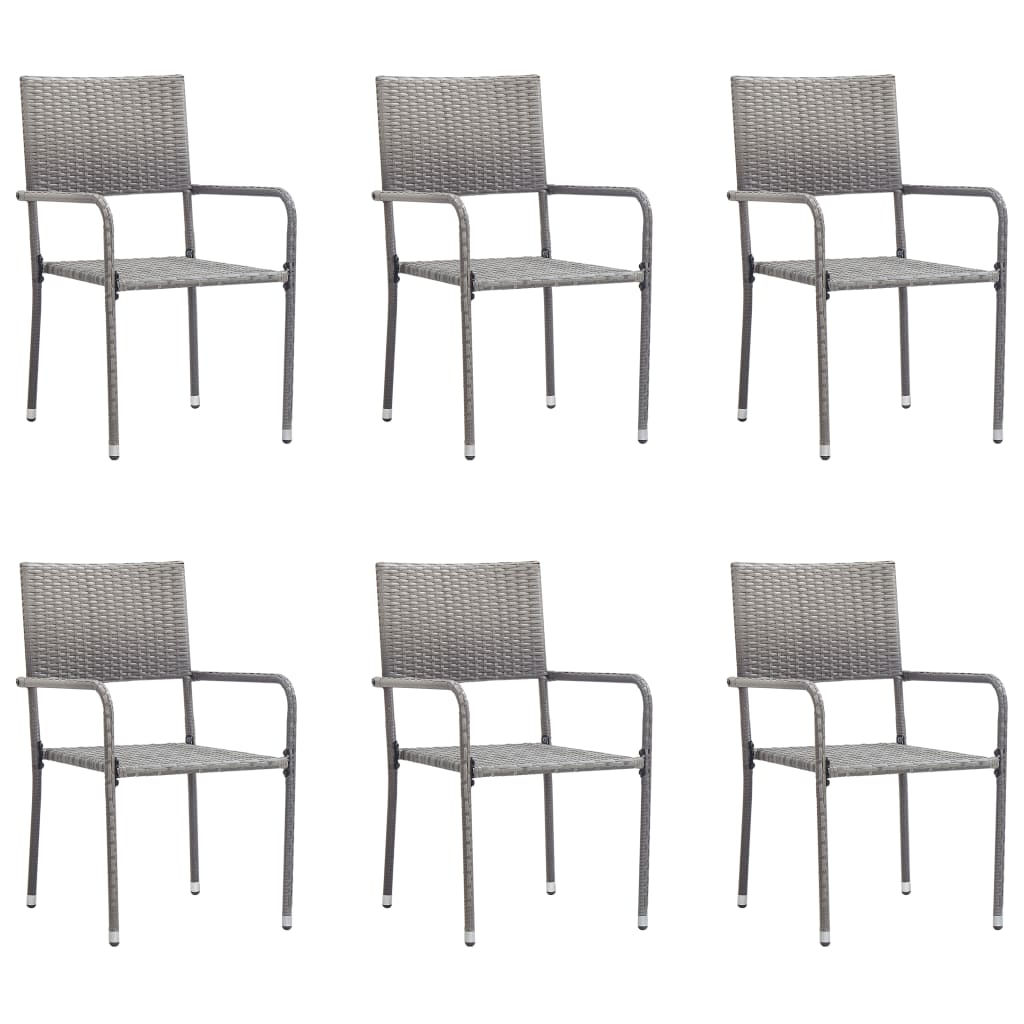 Garden Dining Chairs 2 Pcs Stackable Poly Rattan