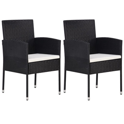 Garden Chairs With Cushions 2 Pcs Black Poly Rattan