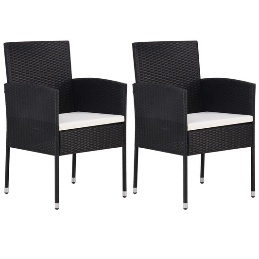 Garden Chairs With Cushions 2 Pcs Black Poly Rattan