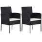 Garden Chairs With Cushions 2 Pcs Black Poly Rattan