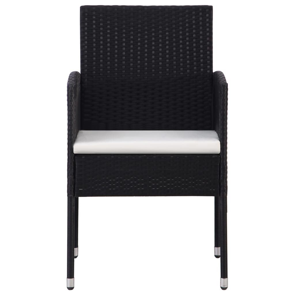 Garden Chairs With Cushions 2 Pcs Black Poly Rattan